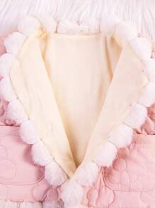 女宝宝可爱时尚保暖内衬厚款保暖长袖外套（秋冬季） - 粉色 - 查看 5