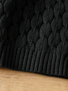 SHEIN Suéter De Cuello Alto De Color Sólido Para Niña - Negro - Ver 7