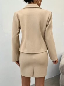 RueChic Double Breasted Solid Color Suit Set