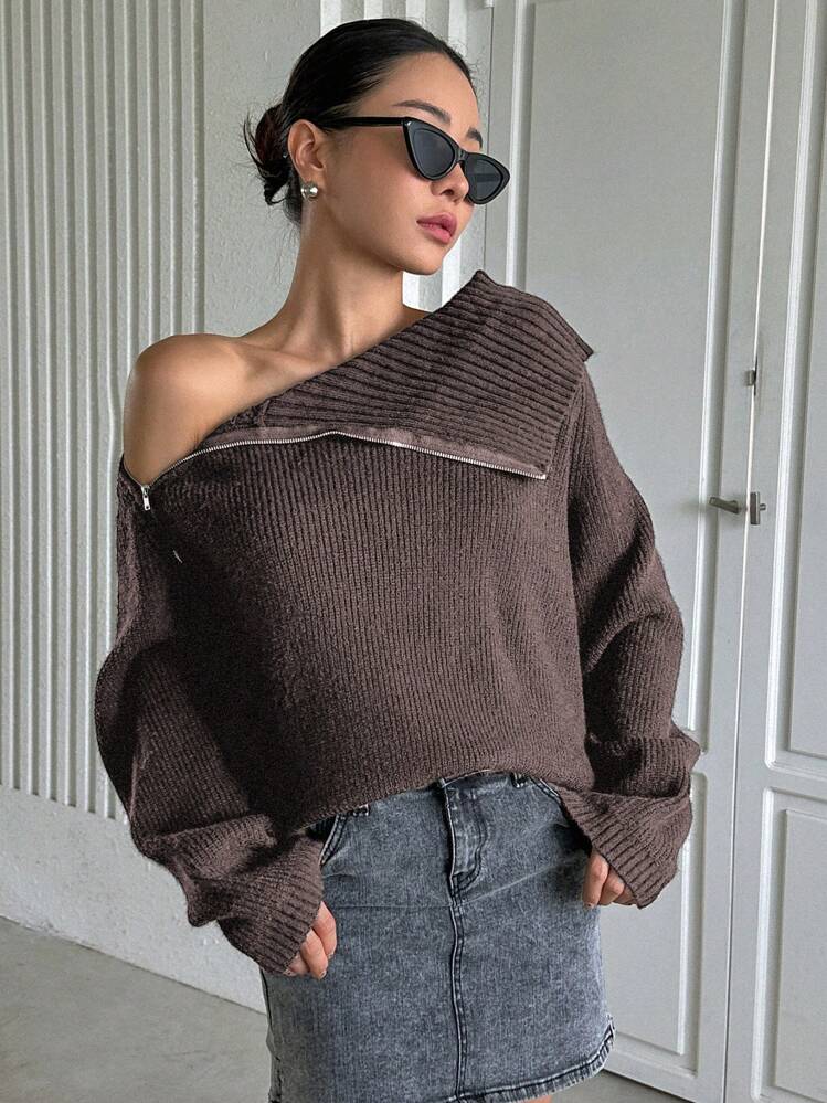 DAZY Women's Zipper Front Cardigan Sweater Fall,Winter