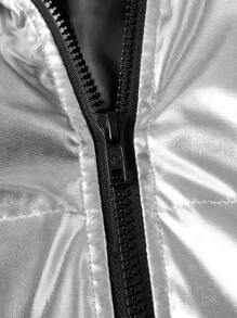 Manfinity RebelGame Men Zip Up Hooded Padded Coat - Silver - View 4