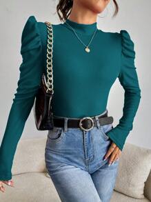 SHEIN Clasi 高領長袖t恤 - 水鴨藍 - 查看 1