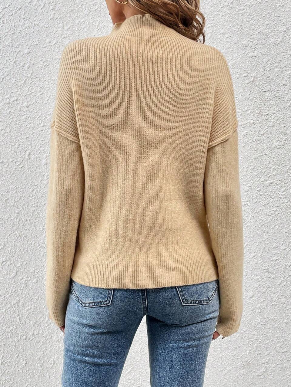 Women's Stand Collar Pullover Knit Pullover Fall Winter Sweater