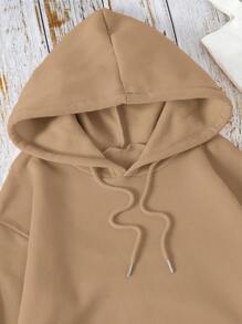 INAWLY 女士连帽抓绒卫衣，带抽绳，适合毕业季、返校季、毕业典礼、教师节等场合，秋季返校套头衫 - 咖啡棕 - 查看 4