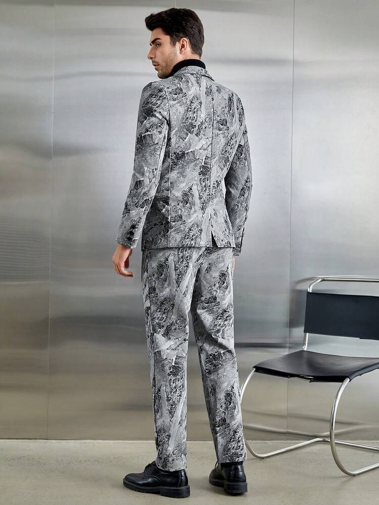 Men's Business Printed Leather Suit Set