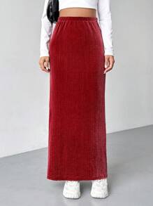 SHEIN EZwear Váy suông lưng thun cho nữ - màu nâu - Xem 3