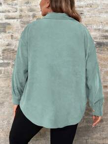 SHEIN LUNE 大尺碼單排釦休閒基礎襯衫 - 青碧色 - 查看 2