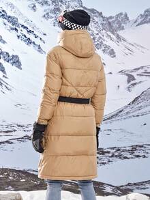 Áo khoác có mũ trùm đầu và đệm có thắt lưng cho nữ - Lạc đà - Xem 2