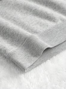 SHEIN EZwear Women's Solid Color Round Neck Fleece Sweatshirt - Multicolor - View 5