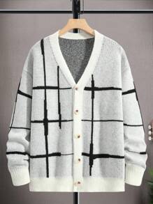 Manfinity Hypemode Nam Lỏng lẻo Kẻ sọc Thả vai Áo len Mở - Nhiều màu - Xem 1