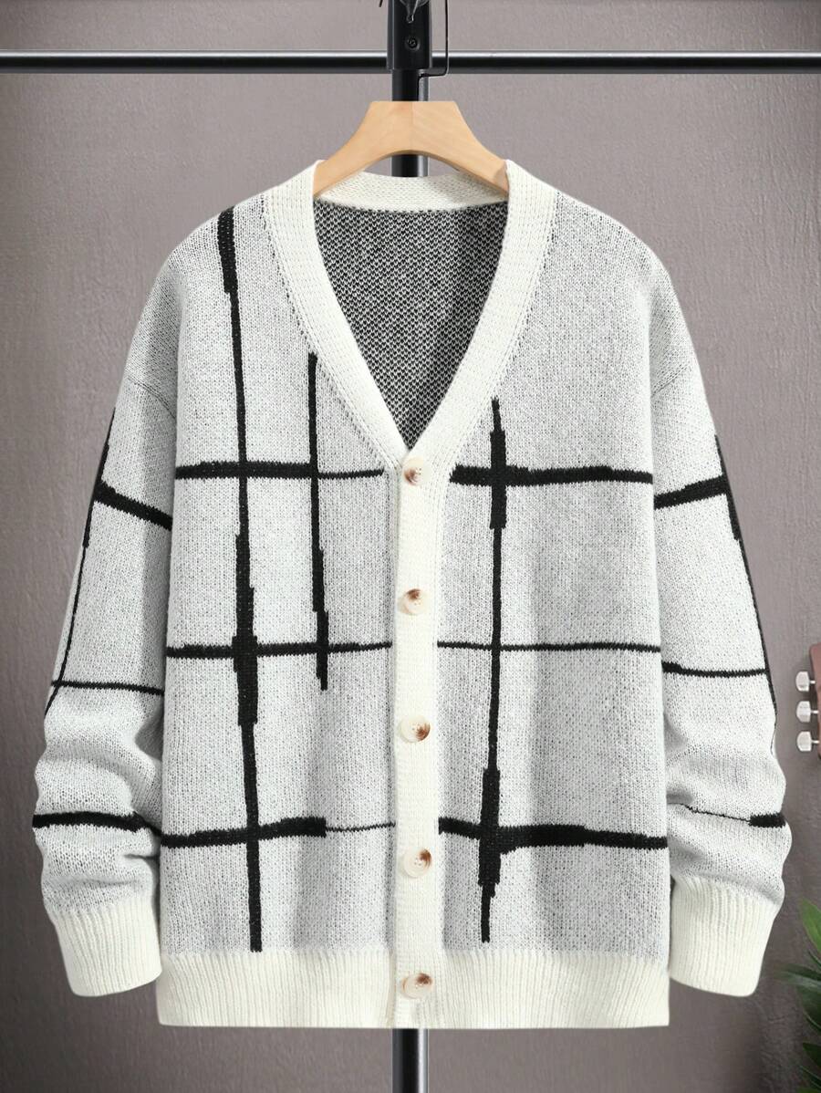 Manfinity Hypemode Nam Lỏng lẻo Kẻ sọc Thả vai Áo len Mở - Nhiều màu - Xem 1