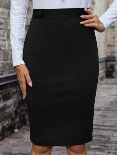 EMERY ROSE Damski Wysoki stan Jednolity kolor Ołówkowa spódnica