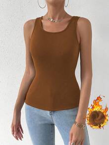 SHEIN Essnce Của phụ nữ Lông cừu Áo vest - màu nâu - Xem 6