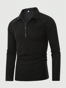 Manfinity Homme 男士純色 Polo 衫 - 黑色 - 查看 3