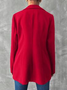 EURMUSE Của phụ nữ Màu thuần Áo vest - Đỏ - Xem 2