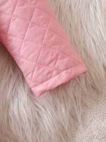 Baby Girl Padded Coat With Skirt Set For Fall And Winter - Pink - View 5