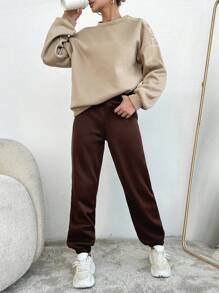 EURMUSE Relaxed Fit Round Neck Sweatshirt And Sweatpants Set, Casual Fashion - Multicolor - View 6