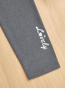 Tween Girls 青少年针织纯色字母图案修身休闲紧身裤 3 件/套 - 彩色 - 查看 6