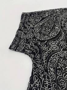 New Arrival Fashionable Paisley Print Blouse - Black - View 5
