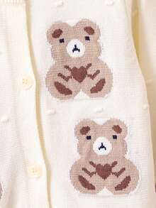 Baby Boys' Cardigan Sweater With Teddy Bear Pattern - Apricot - View 6