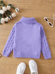 SHEIN Cô Gái Trẻ Áo cao cổ Áo len - Màu tím - Xem 2