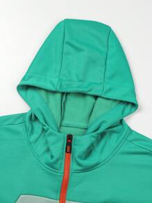 Manfinity Sport Corelite Boyfriend Style Men's Hooded Sport Jacket Workout Tops Sports Jacket - Green - View 4