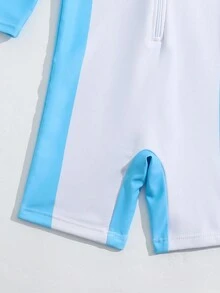 Em bé Con trai Một miếng Áo bơi Với In Thiết kế Và In ngẫu nhiên + Mũ - Màu xanh lam - Xem 3