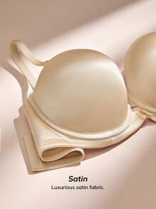 LUVLETTE Plus Dream Curve Support + Strapless Satin Push-Up Bra T-Shirt Basic Half Bra - Apricot - View 6