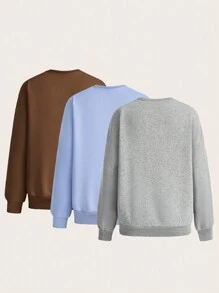 SHEIN Maternity Solid Color Fleece Sweatshirt (3pcs Set), For Winter - Multicolor - View 2