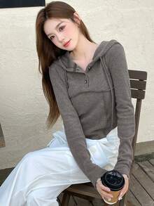 Dazy Star 長袖連帽t恤 - 灰色 - 查看 4