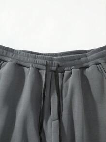 Manfinity Homme Men's Plain Round Neck Long Sleeve Loose T-Shirt And Pants Set - Grey - View 5