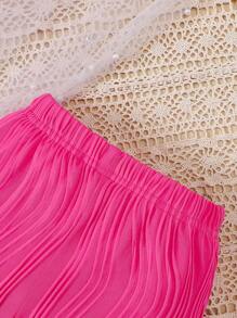 SHEIN Baby Girl Infant Girls' Turn-Down Collar Shirt And Pants Set - Hot Pink - View 6