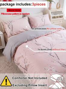 Cherry Blossom Pattern Duvet Cover Set Without Filler, Polyester Bedding For Bedroom