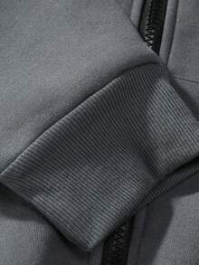 Aesthetic Post--Men's Loose Fit Zipper Front Hoodie With Thermal Lined - Grey - View 5