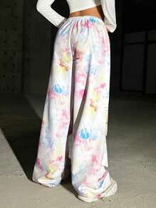 SHEIN Coolane Nhiều màu Nhuộm buộc Cái dù bay Quần Cargo - Nhiều màu - Xem 2