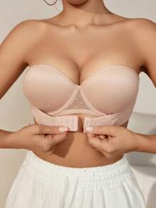 SHEIN 女士無肩帶鋼圈胸罩 - 粉色 - 查看 1