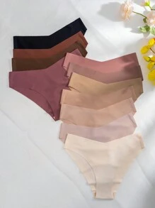 11 cái/bộ Của phụ nữ Liền mạch Màu thuần Tam giác Quần lót không đường may - Nhiều màu - Xem 3