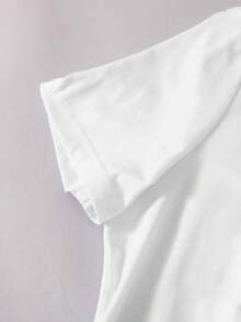 SHEIN EZwear Women's Christmas Pattern Round Neck T-shirt - White - View 4