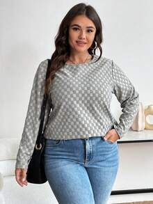 SHEIN Franclia 大尺碼女士長袖保暖t恤 - 灰色 - 查看 4