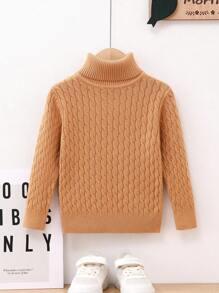 Toddler Boys' High Neck Cable Knit Sweater - Orange - View 1