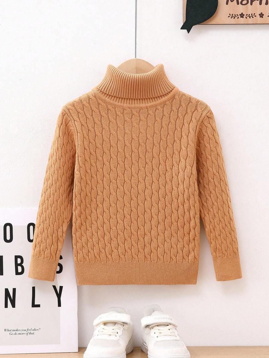 Toddler Boys' High Neck Cable Knit Sweater - Orange - View 1