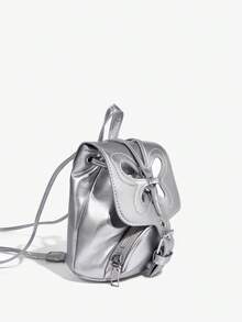 SHEIN ICON Mochila Mini De Moda Para Mujer - Plateado - Ver 3