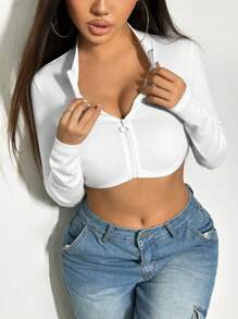 SHEIN Unity Kurzes Damen Crop Top Mit Reißverschluss