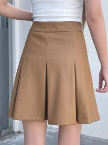 Dazy Star Women's Pleated Skirt - Brown - View 6