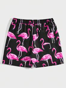 GENTILAND Men's Flamingo Print Drawstring Waist Shorts - Multicolor - View 2