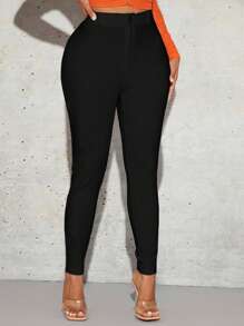 SHEIN SXY Solid High Waist Skinny Pants - Black - View 5