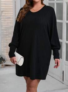 SHEIN LUNE Kích thước lớn Xu hướng: Cắt giảm Đầm - màu đen - Xem 3