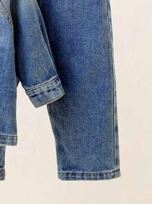Bambino Giacca In Denim Casual Con Spruzzatura Bianca E Set Di Jeans