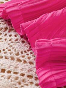 SHEIN Baby Girl Infant Girls' Turn-Down Collar Shirt And Pants Set - Hot Pink - View 4