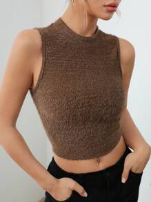 SHEIN EZwear 女式咖啡棕色緊身背心上衣 - 咖啡棕 - 查看 6